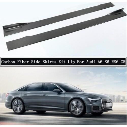 Carbon Fiber Side Body Skirts Kit Lip Splitters Trim Cover Spoiler For Audi A6 S6 RS6 C8 2019-NO Car Accessories