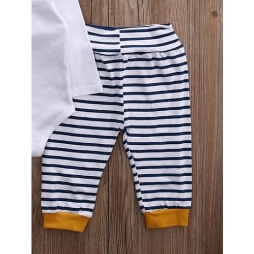 Citgeett Spring Autumn WinterNewborn Baby Girls Boy Letters Long Sleeves Romper+ Striped Pants Clothing Set