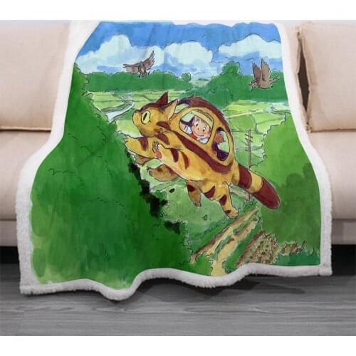Anime My Neighbor Totoro Kids 3D Blanket Fleece Cartoon Art Print Children Warm Bed Throw Blanket newborn bayby Blanket 02