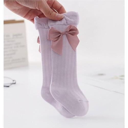 Baby Stockings Bowknot Cotton Socks Breathable Long Tube Socks for 0-3 Years Girls