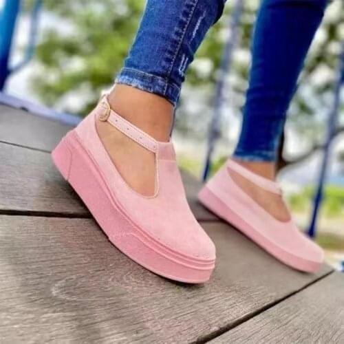 Womens Sneakers Summer Fashion Round Toe Buckle Female Flat Single Shoes Sneakers Ladies Casual Solid Color Shoes Plus Size
