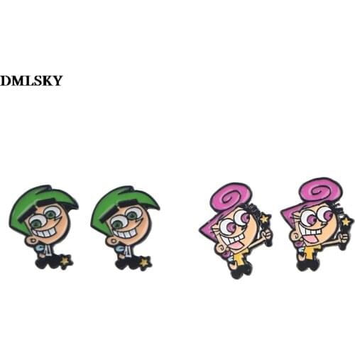 MD090 DMLSKY Cute Stud Earrings Female Charm Enamel Earrings Cartoon Jewelry Accessories Kids Gifts