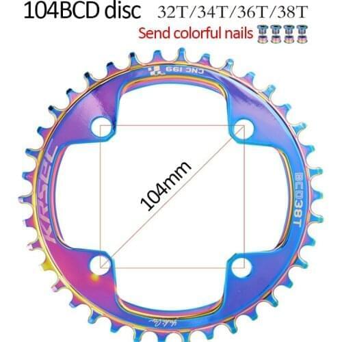 MTB Bicycle Chainring Color Plating 104BCD Chainwheel 32/34/36/38T Narrow Wide Chain Wheel Bike Chain Ring Crankset