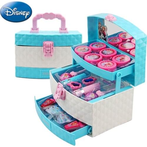 Disney girls frozen elsa anna princess Makeup Toys set Lipstick eyeshadow Cosmetic case Makeup Box Set Non-toxic kids Toy Gift