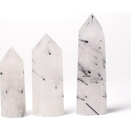 Natural Crystal Black TourmalinQuartz CrystalObeliskCrystalHexagonal PrismHealing Energy Stone MineralJewelryHome Decor Gi