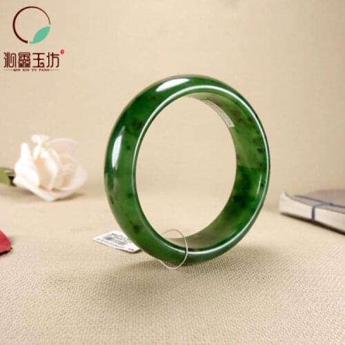 Xinjiang Hotan Jade Bracelet Natural Hotan Jade Jade Bangle Bracelet Spinach Green Bangle