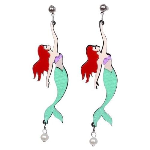 Novelty Earrings Korea Earrings Quirky Jewelry Fairy Tale Pearl Mermaid Earrings