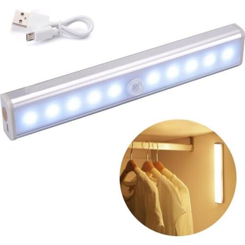 PIR Motion Sensor Night Light Portable Wireless Cabinet 6/20/30/60 Led Lamp USB Recharge Kitchen Closet Cupboard Stairs Corridor