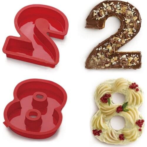 New 10 Inch Large Silicone Number Molds 0-9 Arabic Number Cake Mold Baking Mold for Birthday Cake