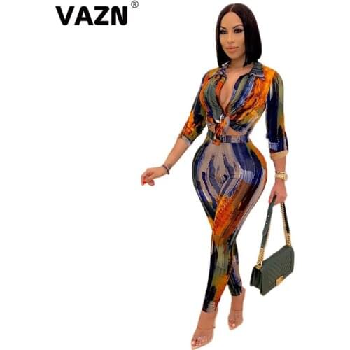 VAZN 2021 New Colorful Print Energetic Running Sports Sportswear Elegant Lady Set Women Full Sleeve Tracksuit