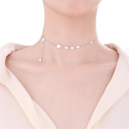 New Creative Beautiful Women Short Stars 925 Sterling Silver Jewelry Temperament Clavicle Chain Exquisite Popular Necklaces H519