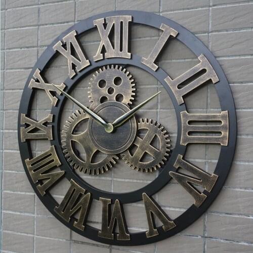 Industrial Gear Wall Clock Decorative Wall Clock Industrial Style Wall Clock Rustic Retro (30cm Silver Shipment Without Battery)
