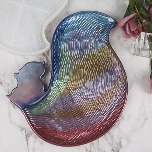 Diy crystal epoxy mold squirrel large tray storage box set table plate resin tray coaster silicone mold