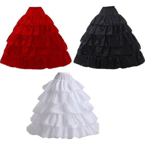 5-layer Lotus Leaf Skirt Bride Wedding Dress Petticoat Lolita Drawstring Adjustable High Waist Long Chemise