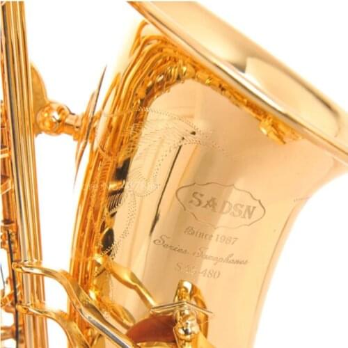SAIDESEN SAS-480 Eb Alto Saxophone Brass Gold Plated Hand Carving New E Flat Alto Sax Musical Instrument with Mouthpiece Case
