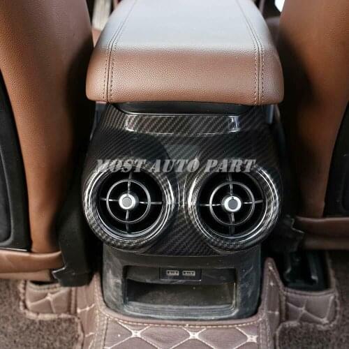 Silver/ Black ABS Plastic Carbon Fiber Look Interior Rear Air Vent AC Outlet Trim For Alfa Romeo Stelvio 2017-2019 1pcs Car Trim