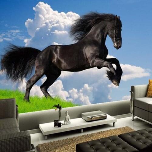 Modern Simple Home Decor Black Running Horse Photo Mural For Living Room Bedroom Customize Size Non-woven 3D Wallpaper For Wall