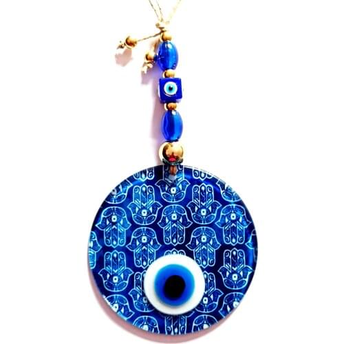 Glass Evil Eye Bead, Blessings Hand Wall Ornament
