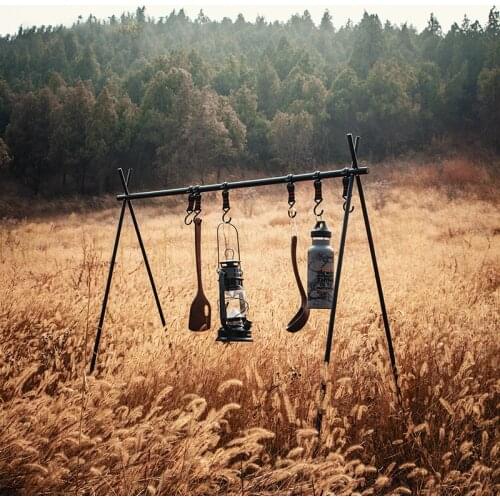 Outdoor Camping Aluminum Alloy Light Portable Triangle Folding Shelf Travel Hanging Drying Rack Gear