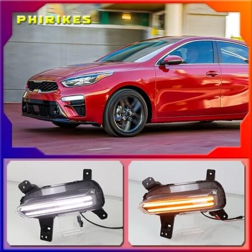 2PCS LED Daytime Running Light For Kia K3 Cerato 2018 2019 2020 Flowing Turn Signal Relay 12V Car DRL Fog Lamp Decoration