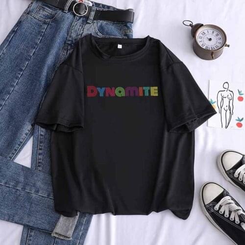 Bangtan boys loose T-shirt Harajuku summer 2021 Dynamite female fashion short-sleeved casual retro top tee cheap cloth girl