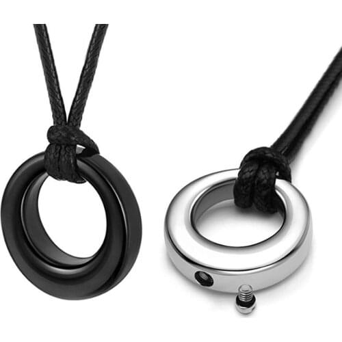 Eternal Circle of Life Urn Ash Keepsake Jewelry Stainless Steel Cremation Necklace with Snake Chain