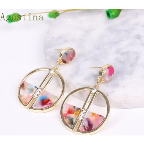 2020 Bohemian New crystal metal Resin Earrings for Women Vintage Leopard Round small Acrylic Drop Earring Statement Jewelry gift