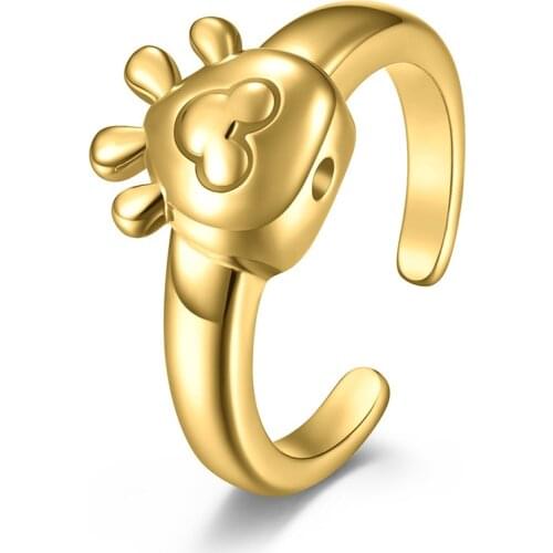 Korean Style Cute Romantic Animal Sweet Cat kitten Paw Open Rings For Women Girls Stainless Steel Jewelry Rose Golden Party Gift