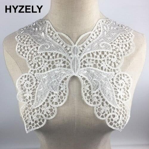1Pcs White Lace fabric Dress Applique Butterfly Sewing Trims DIY Neckline Collar Costume Decoration Accessories BW163