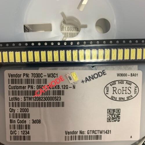 1000PCS AOT LED Backlight 1W 6V 7030 Cool white LCD Backlight for TV TV Application