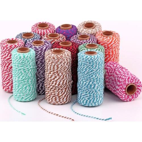 2mm Double Color Gold Cotton Cord Rope thread Twisted Macrame String DIY for Home Wedding decoration Tag and Gift packaging Cord