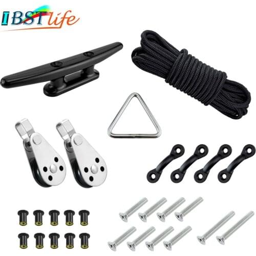 30ft Rope Water Sports Kayak Accessories Canoe Anchor Trolley Kits System Pulleys Cleats Pad Eyes Well Nuts Screws Boats Deck