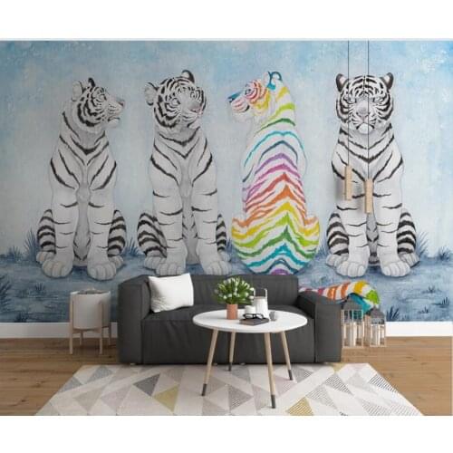 Custom photo 3d wallpaper Simple animal forest white tiger living room home decor 3d wall murals wallpaper for walls 3 d