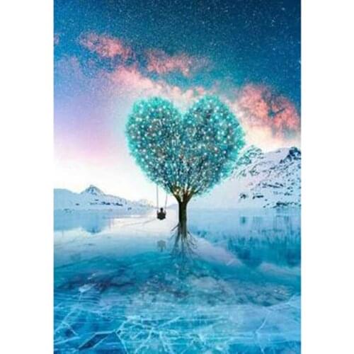 5D DIY Diamond Painting Landscape Painting Square/Round Diamond Love Tree Picture Embroidery Decoration Artwork TX083