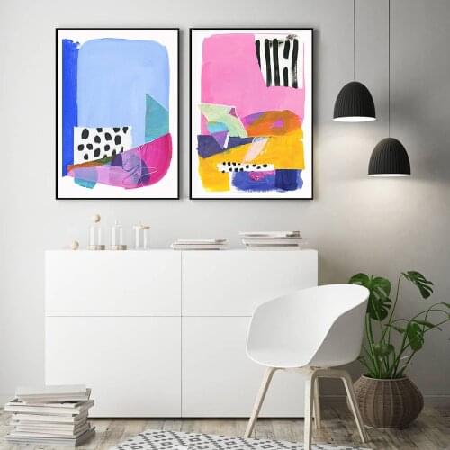 Abstract Color Stitching Pictures Wall Art Canvas Painting Nordic Posters and Prints Wall Pictures for Living Home Decoration