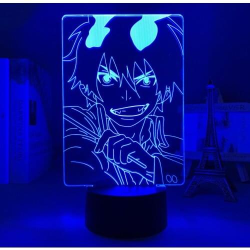 Anime 3d Light Blue Exorcist Rin Okumura for Kids Bedroom Decoration Night Light Manga Gift for Her Him Table Lamp Blue Exorcist