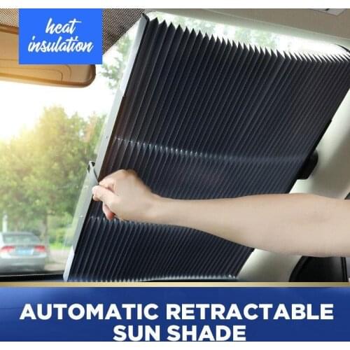 Car Retractable Windshield Anti-UV Car Window Shade Car Front Sun Block Auto Rear Window Foldable Curtain Sunshade