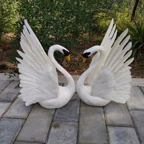 About 30x40cm white feathers swan spreading wings swans couples birds one pair model.garden, party decoration Xmas gift w0752