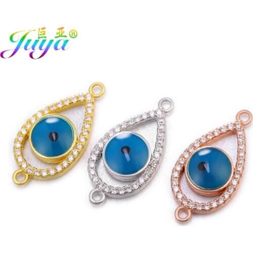 Juya DIY Bracelet Earring Making Accessories Handmade Round Tears Greek Evil Eye Charm Connectors Supplies