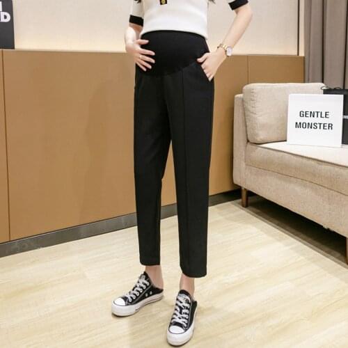 Pregnant womens trousers suit pants spring and autumn thin section nine-point drape straight loose high waist casual radish