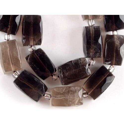 Natural Stone Smoky Quartzs Cuboid Shape Faceted Beads Spacer Loose Beads For Jewelry Making 5*10mm Diy Bracelet Jewellery 15"