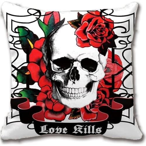Floral Skull,Tattoo Inspired Skull Cushion Throw Pillow Decorative Cushion Cover Pillow Case Customize Gift By Lvsure For Sofa