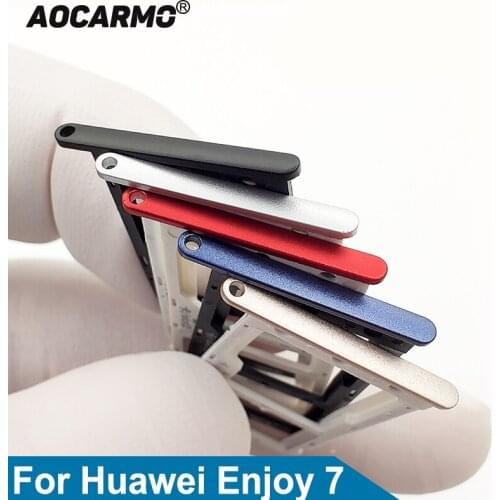 Aocarmo SD Memory Micro SD Holder Nano Sim Card Tray Slot For Huawei Enjoy 7 SLA-AL00 Replacement Part