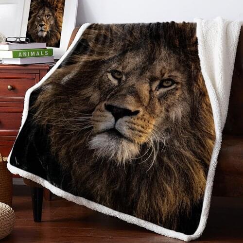 Animal Lion In The Dark Home Lamb Cashmere Thick Bed Blanket Sofa Winter Warm Sherpa Duvet Covfer Newborn Wraps Kids Bedspread
