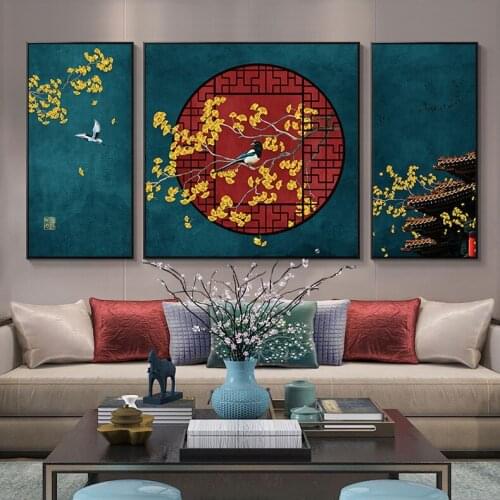 EECAMAIL 2020 DIY Diamond Painting Handicraft No Frame Full Diamond Chinese Style Triptych Living Room Paste Diamond Cross Stitc