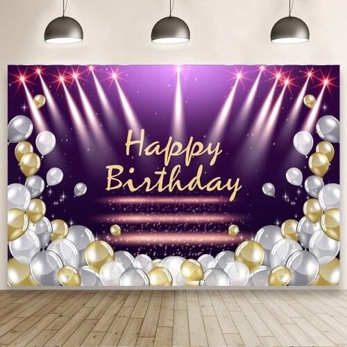 Purple Stairs Light Balloons Background Portrait Photography Birthday Party Photozone Photo Backdrops Photocall Studio