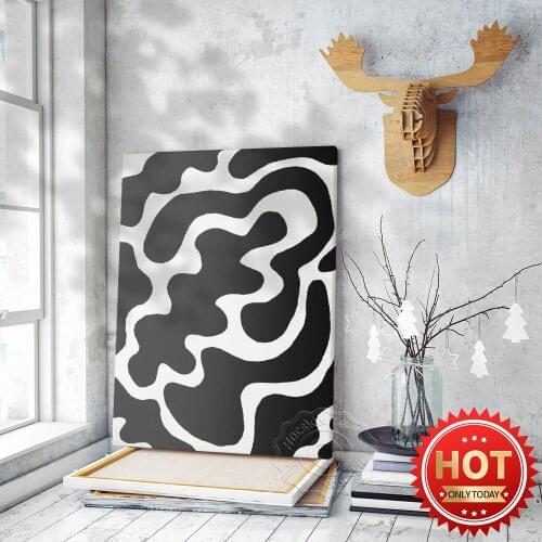 Black And White Dairy Cow Pattern Art Poster, Living Room Home Abstrace Canvas Painting Decor Wall Picture, Originality Mural