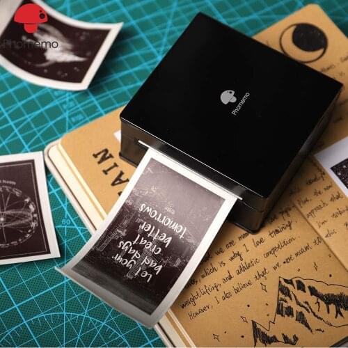 M02 Phomemo Mini Note Thermal printer Bluetooth-Compatible Wireless Handheld Photo Printer Android IOS 53mm Pocket Printer Black