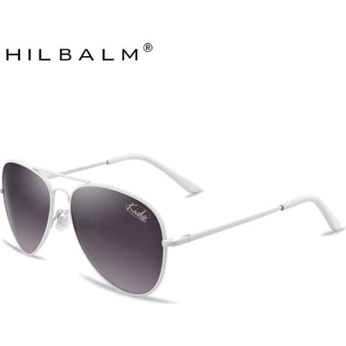 Hilbalm Classic Sunglasses Girls Colorful Mirror Children Metal Glasses Boys White Frame Travel Glasses Gift for Baby Kids UV400