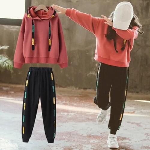 2021 Spring Autumn Teens Kids Girls Clothes Fashion Pullover+Trousers 2pcs Suit Children Clothing For Girls Sportswear Set 3-12Y